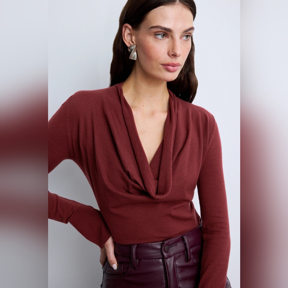 Jonathan Simkhai Deep Red Cowl Neck Sweater